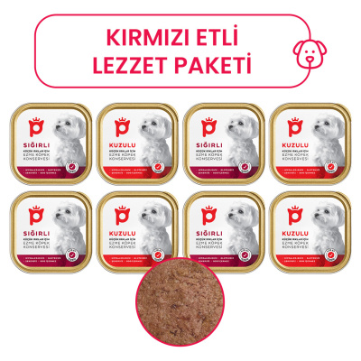 Petlebi Kırmızı Etli Karışık Köpek Konservesi (8 Adet)