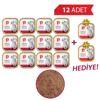 Petlebi Sığırlı Küçük Irklar İçin Ezme Köpek Konservesi 100gr (12 Adet)+2 Adet HEDİYE!