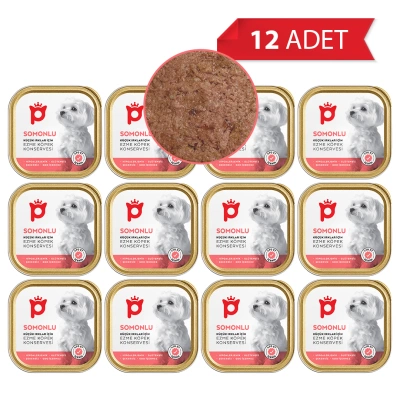 Petlebi Somonlu Küçük Irklar İçin Ezme Köpek Konservesi 100gr (12 Adet)