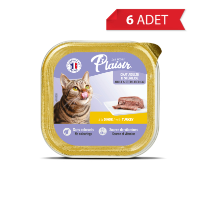 Plaisir Ezme Hindili Kısırlaştırılmış Kedi Konservesi 100gr (6 Adet)