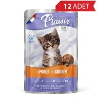 Plaisir Pouch Sos İçinde Tavuklu Yavru Kedi Konservesi 100gr (12 Adet)