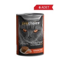 ProChoice Somon Etli Şekersiz Tahılsız Ezme Yetişkin Kedi Konservesi 400gr (6 Adet)