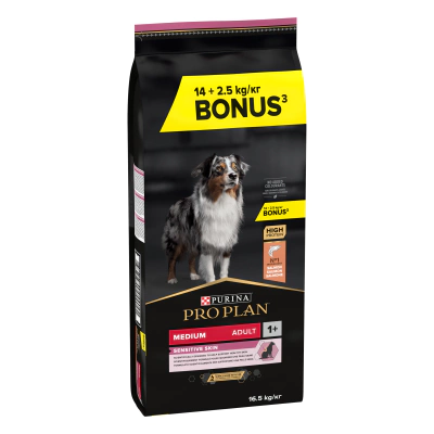 Pro Plan Medium Sensitive Skin Somonlu Yetişkin Köpek Maması 14kg + 2,5kg HEDİYELİ!