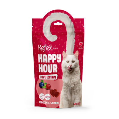 Reflex Plus Happy Hour Love Edition Tavuk ve Somonlu Kedi Ödül Maması 60gr