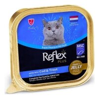 Reflex Plus Jöle İçinde Parça Morina ve Alabalıklı Yetişkin Kedi Konservesi 85gr