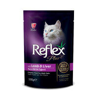 Reflex Plus Pouch Parça Etli Kuzulu ve Ciğerli Kedi Konservesi 100gr