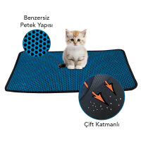 Rimba Kedi Tuvaleti Önü Elekli Paspas 40x60cm (Mavi)