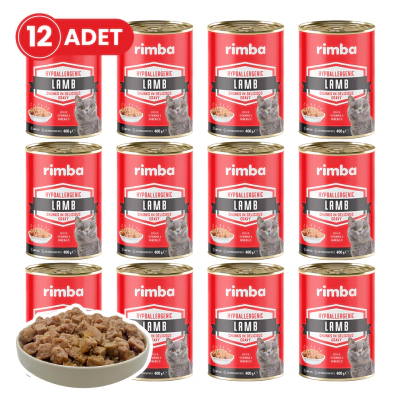 Rimba Sos İçinde Parçalı Kuzulu Kedi Konservesi 400gr (12 Adet)