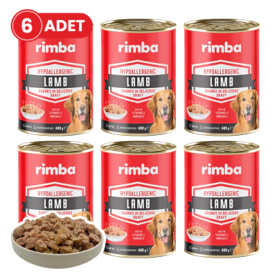 Rimba Sos İçinde Parçalı Kuzulu Köpek Konservesi 400gr (6 Adet)