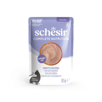 Schesir Complete Ton Balıklı ve Orfoz Balıklı Yetişkin Kedi Yaş Maması 85gr