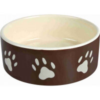 Trixie Köpekler için Pati Desenli Seramik Mama ve Su Kabı 16cm 800ml (Kahverengi)