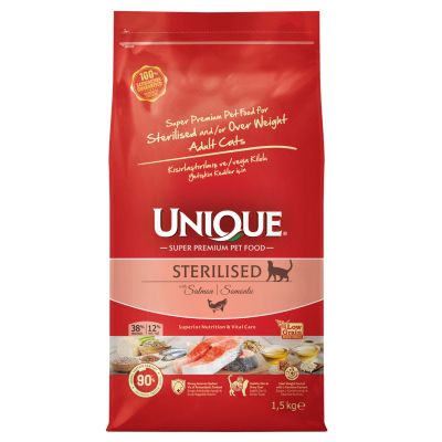 Unique Somonlu Düşük Tahıllı Kısırlaştırılmış Kedi Maması 1,5kg