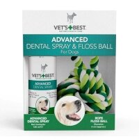 VET'S BEST Köpek Ağız ve Diş Bakım Spreyi 120ml ve Diş Temizleyici Halat Top 16cm (2'li Set)