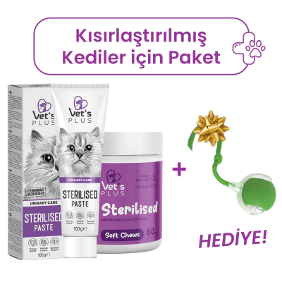 Vet's Plus Kısırlaştırılmış Kedilerin İhtiyaçlarına Özel Paket+Hareketli Top Oyuncak HEDİYE!