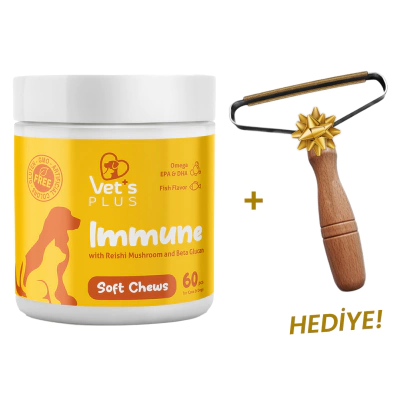 Vet's Plus Immune Bağışıklık Sistemi Destekleyici Çiğnenebilir Tablet (60'lı)+Tüy Toplama HEDİYE!