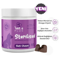 Vet's Plus Sterilised Kısırlaştırılmış Kediler İçin Yaban Mersinli Çiğnenebilir Tablet (60'lı)