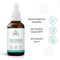 Vet's Plus Calcium Kedi ve Köpekler İçin Kemik ve Diş Yapısı Destekleyici Kalsiyum Damla 50ml