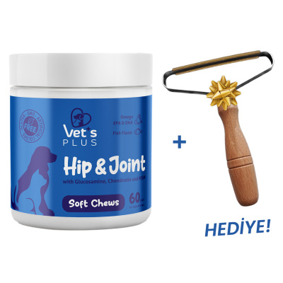 Vet's Plus Hip&Joint Eklem Destekleyici Glukozamin Çiğnenebilir Tablet (60'lı)+Tüy Toplama HEDİYE!