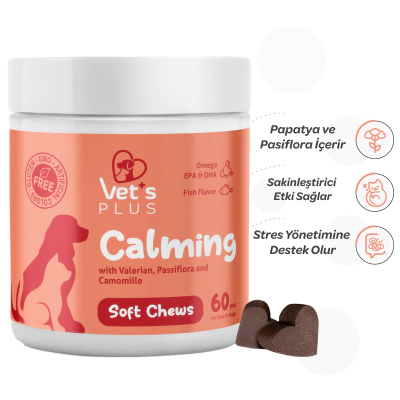 Vet's Plus Calming Kedi ve Köpekler İçin Sakinleştirici Çiğnenebilir Tablet (60'lı)