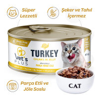 Vet's Plus Jöle Soslu Parça Hindi Etli TAHILSIZ Kedi Konservesi 85gr