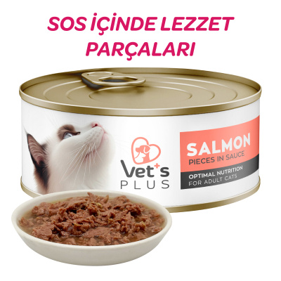 Vet's Plus Optimal Nutrition Somon Balıklı Tahılsız Kedi Konservesi 85gr