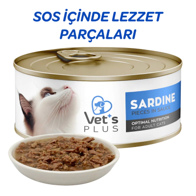 Vet's Plus Optimal Nutrition Sardalya Balıklı Tahılsız Kedi Konservesi 85gr