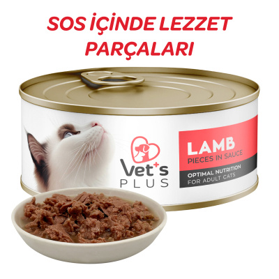 Vet's Plus Optimal Nutrition Kuzu Etli Tahılsız Kedi Konservesi 85gr