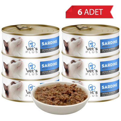 Vet's Plus Optimal Nutrition Sardalya Balıklı Tahılsız Kedi Konservesi 85gr (6 Adet)