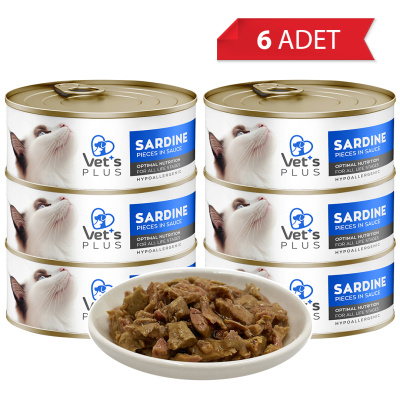 Vet's Plus Optimal Nutrition Sardalya Balıklı Tahılsız Kedi Konservesi 85gr (6 Adet)