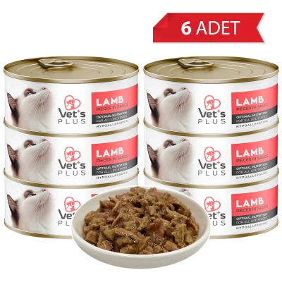 Vet's Plus Optimal Nutrition Kuzu Etli Tahılsız Kedi Konservesi 85gr (6 Adet)