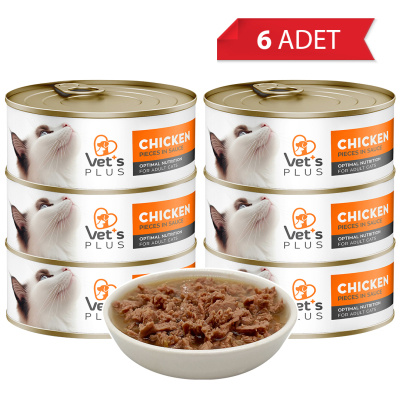 Vet's Plus Optimal Nutrition Tavuk Etli Tahılsız Kedi Konservesi 85gr (6 Adet)