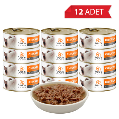 Vet's Plus Optimal Nutrition Tavuk Etli Tahılsız Kedi Konservesi 85gr (12 Adet)