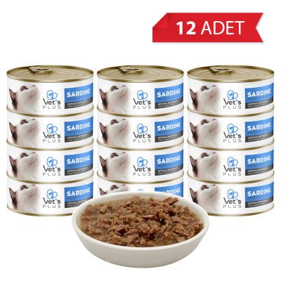 Vet's Plus Optimal Nutrition Sardalya Balıklı Tahılsız Kedi Konservesi 85gr (12 Adet)