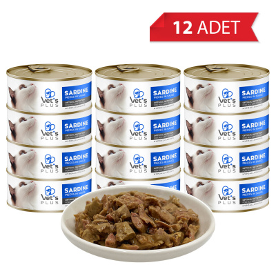Vet's Plus Optimal Nutrition Sardalya Balıklı Tahılsız Kedi Konservesi 85gr (12 Adet)