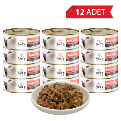 Vet's Plus Optimal Nutrition Somon Balıklı Tahılsız Kedi Konservesi 85gr (12 Adet)
