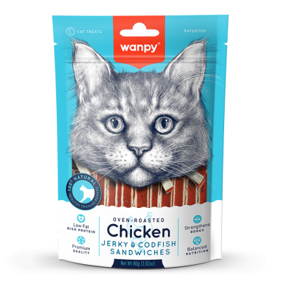 Wanpy Oven Roasted Tavuklu Morina Balıklı Sandviç Kedi Ödül Maması 80gr