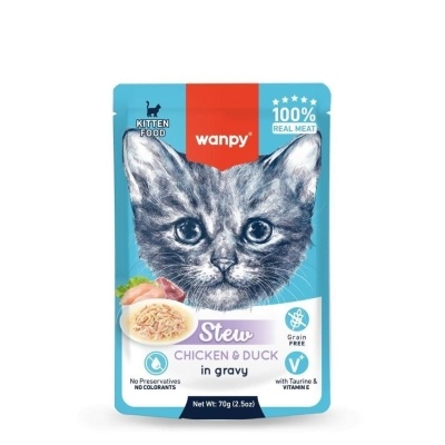 Wanpy Stew Sos İçinde Tavuk ve Ördekli Yavru Kedi Konservesi 70gr