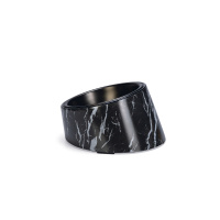 Beeztees Dbl Paslanmaz Çelik Kedi Mama ve Su Kabı 14,5x3,3x7,6cm 160ml (Siyah Mermer Görünümlü)