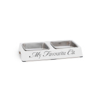 Beeztees Dbl Paslanmaz Çelik İkili Kedi Mama Ve Su Kabı 2x130ml (Beyaz)