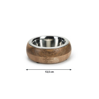 Beeztees Dbl Dışı Masif Ahşap Paslanmaz Çelik Köpek Mama ve Su Kabı 350ml
