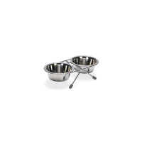 Beeztees Paslanmaz Çelik İkili Köpek Mama ve Su Kabı 2x180ml