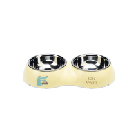 Beeztees Kroky Paslanmaz Çelik İkili Köpek Mama ve Su Kabı 2x160ml (Sarı)
