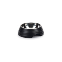 Beeztees Rimpu Paslanmaz Çelik Köpek Mama Su Kabı 14cm (Siyah)