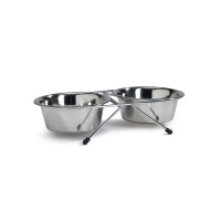 Beeztees Paslanmaz Çelik İkili Köpek Mama ve Su Kabı 2x450ml