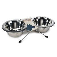 Beeztees Paslanmaz Çelik İkili Köpek Mama ve Su Kabı 2x450ml
