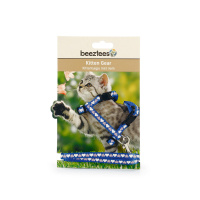 Beeztees Hearts Yavru Kedi Göğüs Tasması Ve Gezdirme Kayışı 120cm (Mavi)