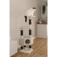 Beeztees Figado Kedi Köşe Tırmalama ve Oyun Evi 40x40x135cm (Krem)