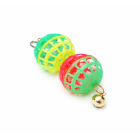 BirdLife Asılabilir Zilli İkili Top Kuş Oyuncağı 14cm (Karışık Renkli)