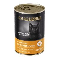 Challenge Jöle İçinde Tavuklu ve Ciğerli Yetişkin Kedi Konservesi 400gr