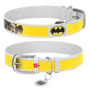 Collar WAUDOG  Batman 2 Desenli ve QR Pasaportlu Köpek Deri Boyun Tasması 29-38cm/20mm (Beyaz)